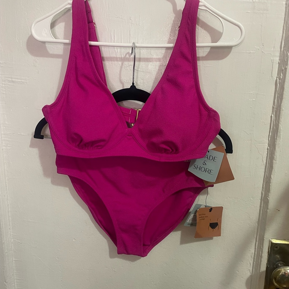 High-Waist Magenta Two-Piece Swimsuit
